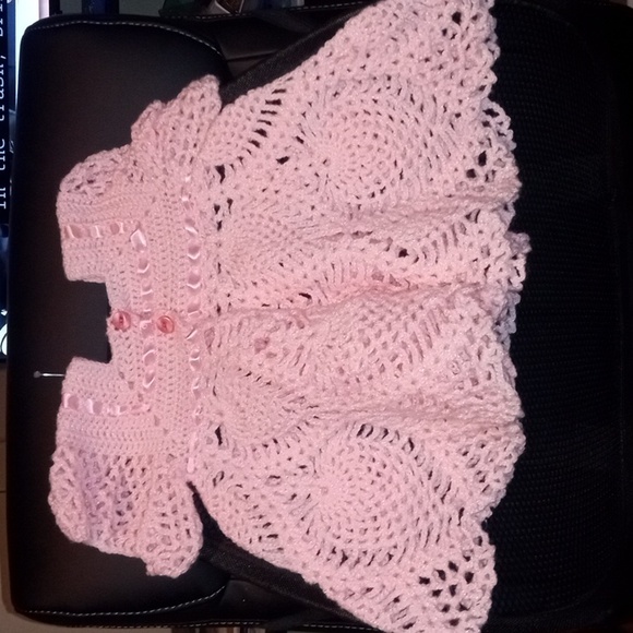 Charming Pink Crochet Baby Dress - Picture 2 of 3